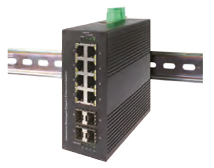 Jetway JDL108G-4F-M (DIN Rail managed LAN Switch, 8x 1000MBit, 4x SFP, 12-36VDC, Wide temperature range -40 to 75C)