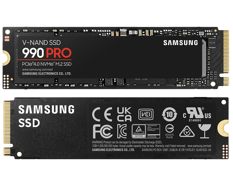 Samsung 990 PRO MZ-V9P1T0 - SSD - 1TB, M.2 2280, M-Key, PCIe 4.0 x4